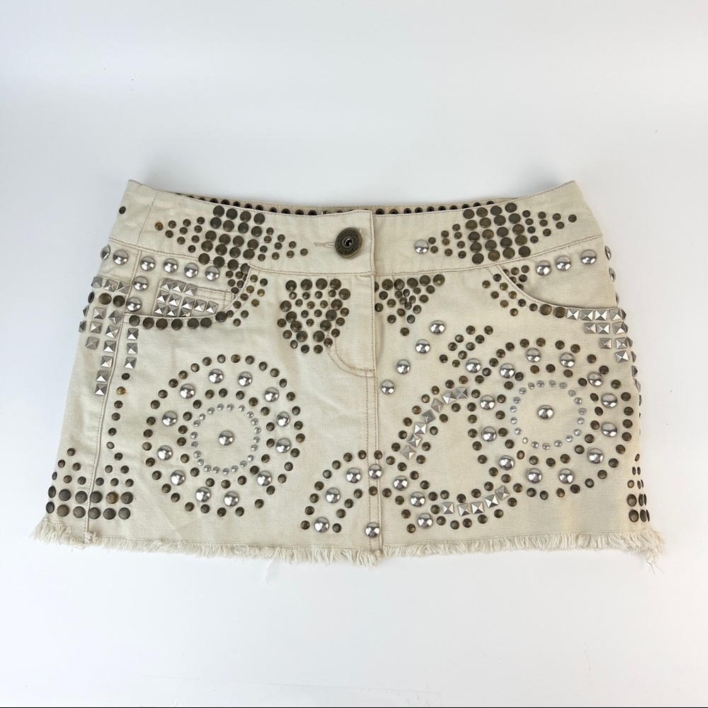 Miss Me Studded Mini Fringe Skirt